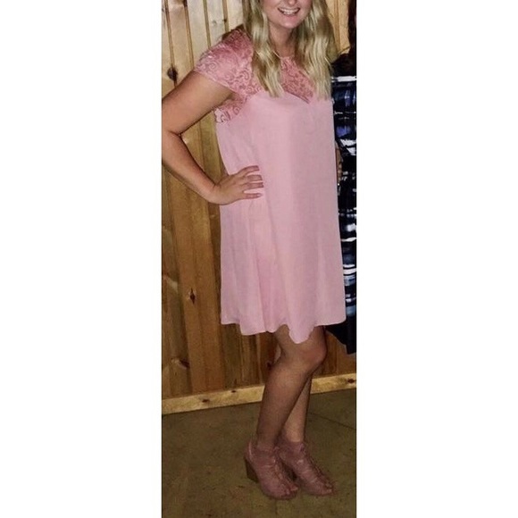 Blush Flowy Dress with Criss Cross Back - Picture 3 of 3